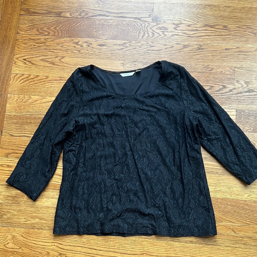 Liz Claiborne Black Lacy Plus Size Pullover Top Women's size 2X